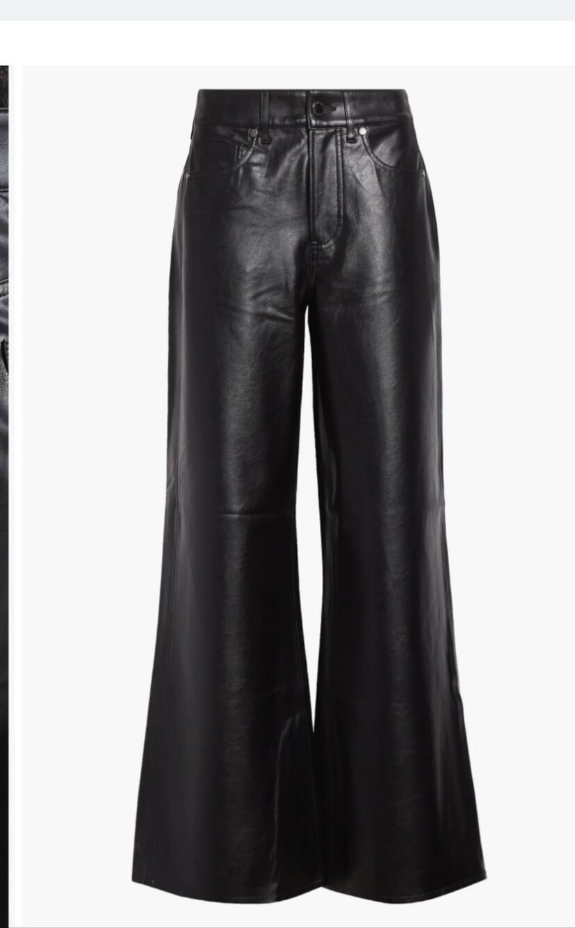 Veronica Beard Kasey Wide Leg Pant Black Vegan Leather Mid Rise Pant | Size 32